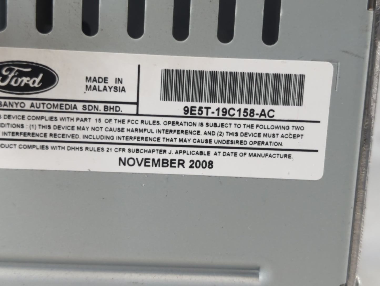 2010 Ford Fusion Radio AM FM Cd Player Receiver Replacement P/N:9E5T-19C158-AC Fits OEM Used Auto Parts - Oemusedautoparts1.
