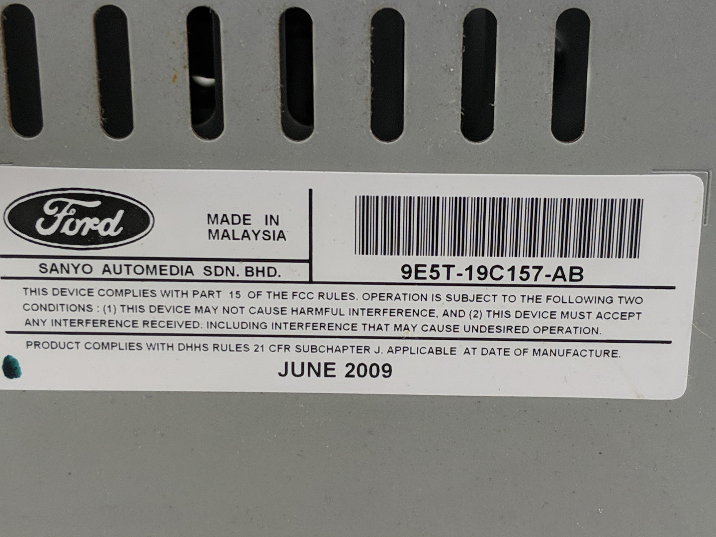 2010-2012 Ford Fusion Radio AM FM Cd Player Receiver Replacement P/N:9E5T-19C157-AB Fits Fits 2010 2011 2012 OEM Used Auto P