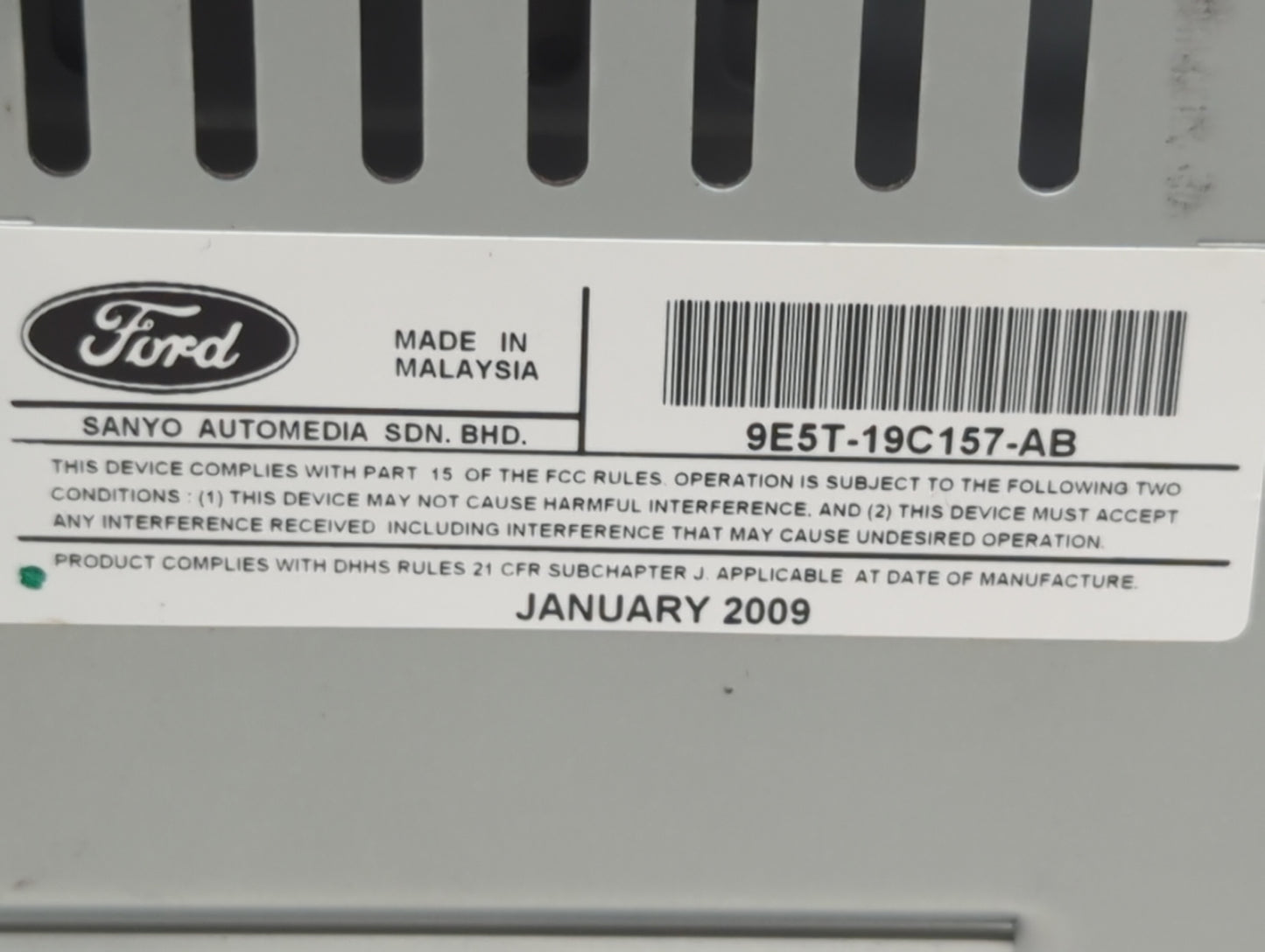 2010 Ford Fusion Radio AM FM Cd Player Receiver Replacement P/N:9E5T-19C157-AB Fits OEM Used Auto Parts - Oemusedautoparts1.