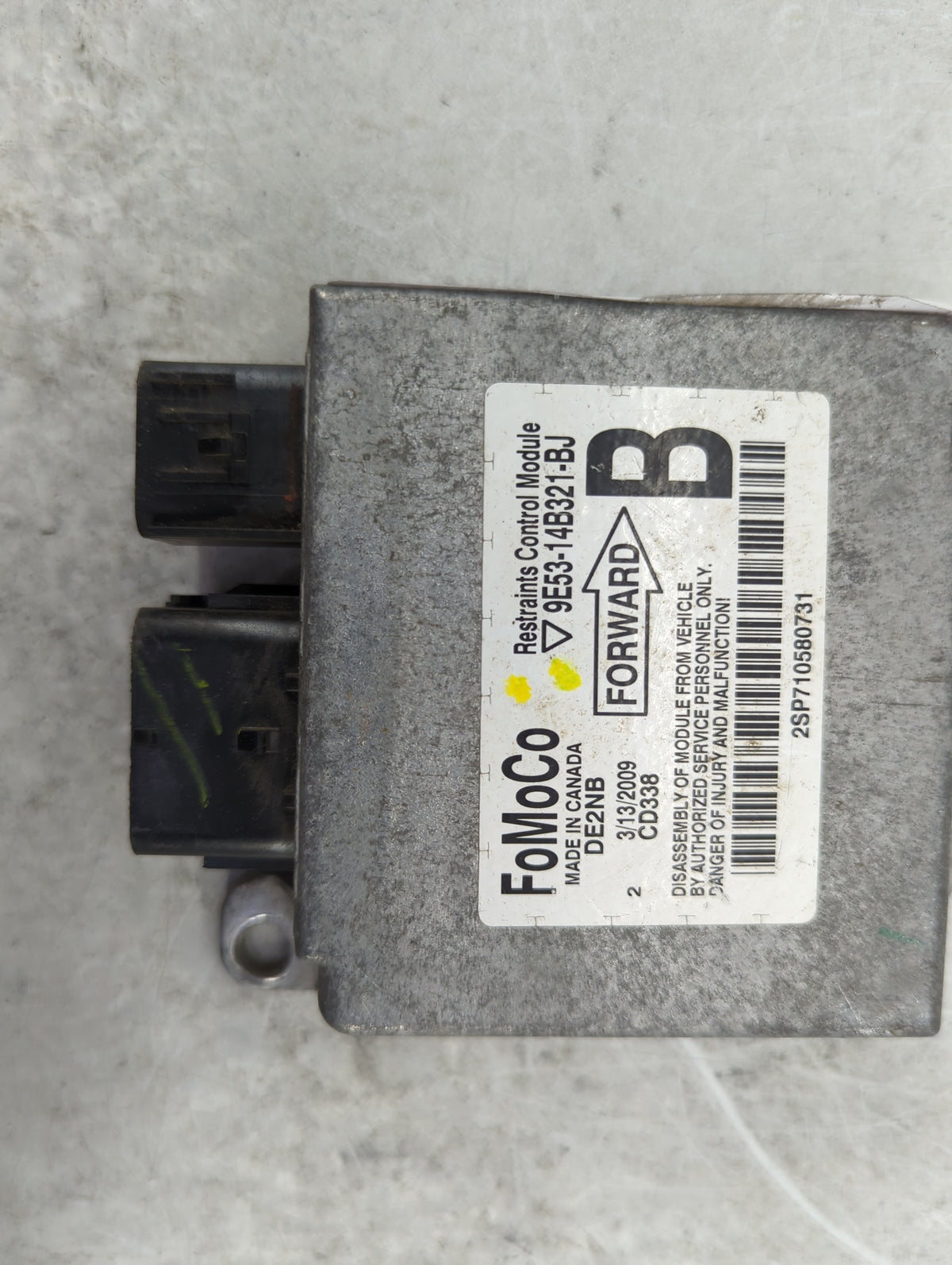 2010-2010 Ford Fusion Safety Restraint Srs Airbag Control Module - Oemusedautoparts1.com
