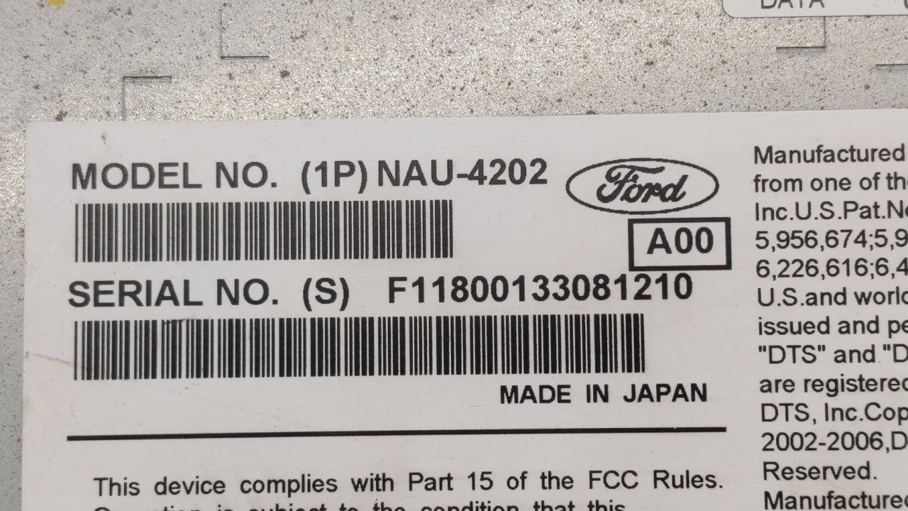 2010 Ford Fusion Radio AM FM Cd Player Receiver Replacement P/N:9E5T-18A802-AD 9E5H-19980-AM Fits OEM Used Auto Parts - Oemu