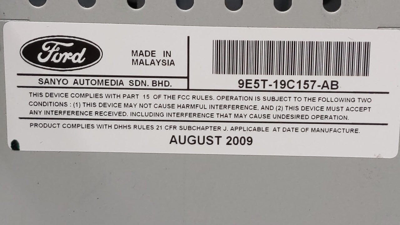 2010 Ford Fusion Radio AM FM Cd Player Receiver Replacement P/N:9E5T-19C157-AB Fits OEM Used Auto Parts - Oemusedautoparts1.
