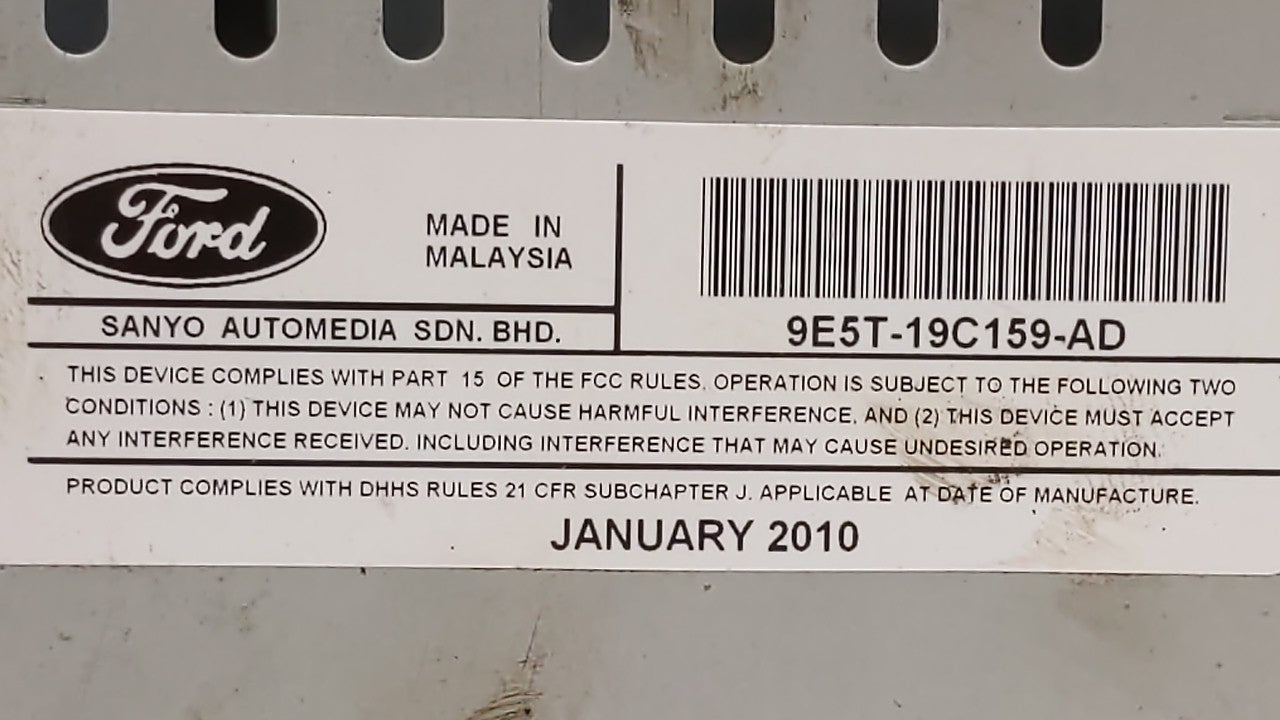 2010 Ford Fusion Radio AM FM Cd Player Receiver Replacement P/N:9E5T-19C159-AD Fits OEM Used Auto Parts - Oemusedautoparts1.