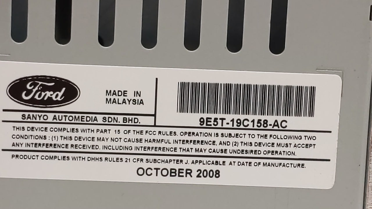 2010 Ford Fusion Radio AM FM Cd Player Receiver Replacement P/N:9E5T-19C158-AC 9E5T-19C158-AB Fits OEM Used Auto Parts - Oem