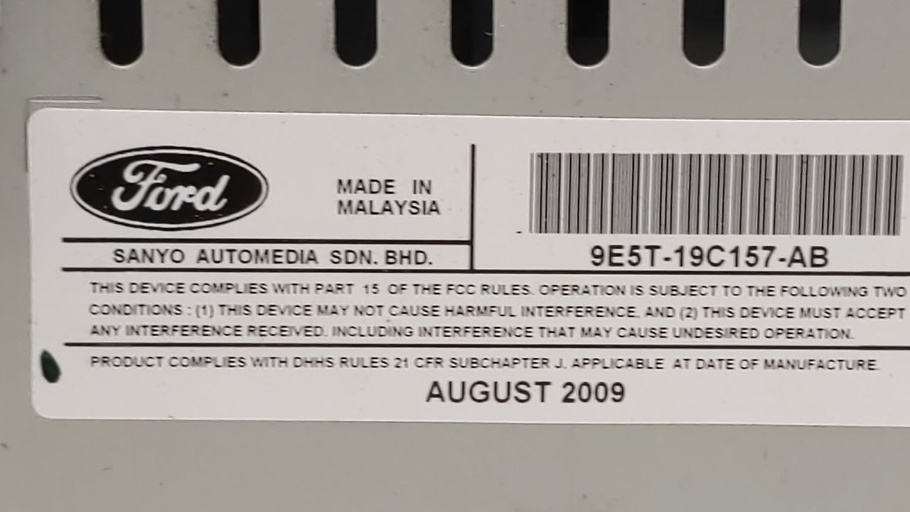 2010 Ford Fusion Radio AM FM Cd Player Receiver Replacement P/N:9E5T-19C157-AB Fits OEM Used Auto Parts - Oemusedautoparts1.