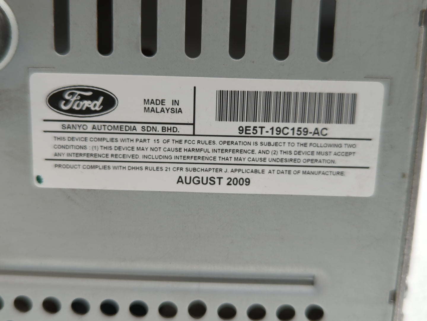 2010 Ford Fusion Radio AM FM Cd Player Receiver Replacement P/N:9E5T-19C159-AC 9E5T-19C159-AD Fits OEM Used Auto Parts - Oem