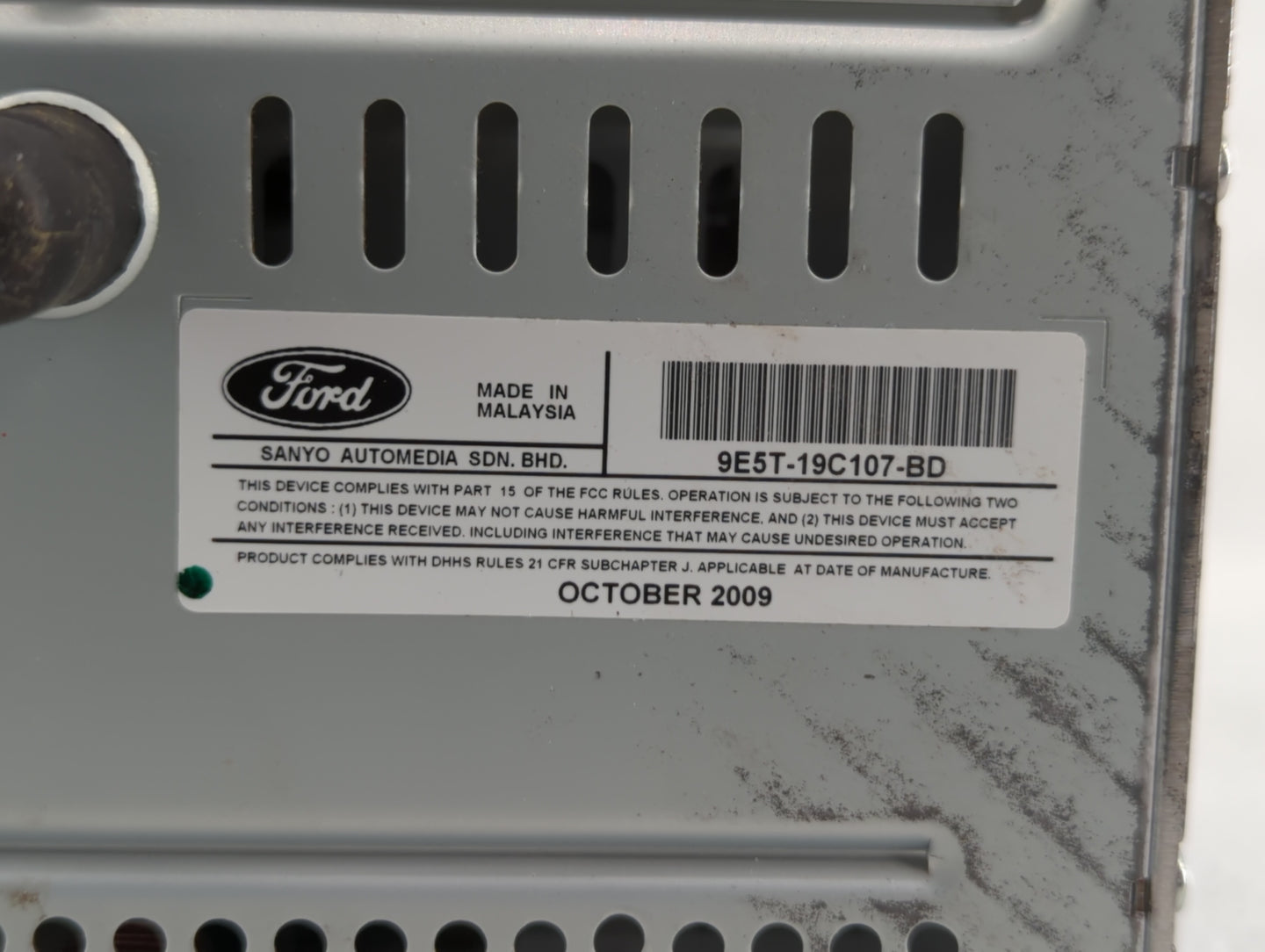 2010 Ford Fusion Radio AM FM Cd Player Receiver Replacement P/N:9E5T-19C107-BD Fits OEM Used Auto Parts - Oemusedautoparts1.