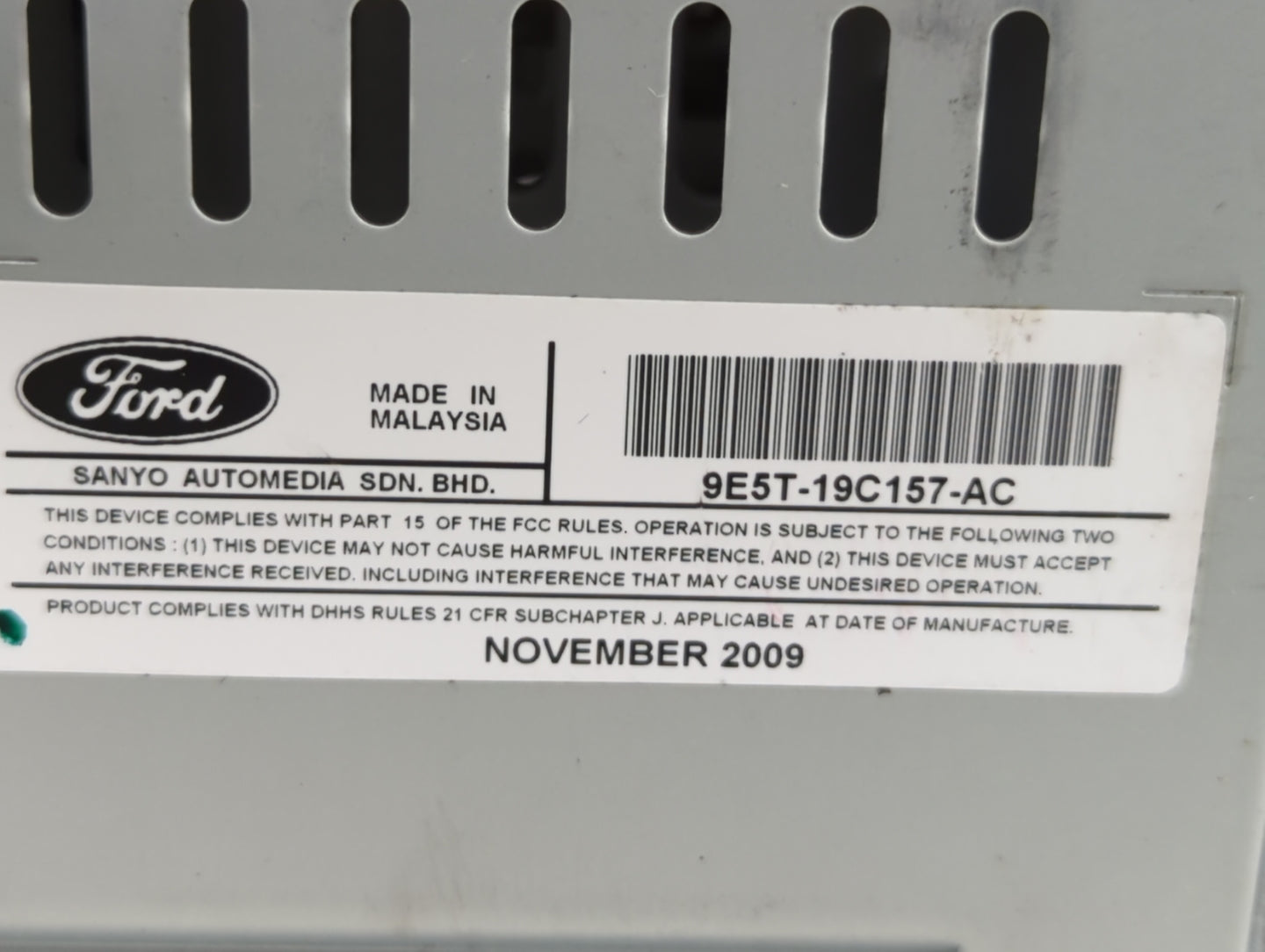 2010 Ford Fusion Radio AM FM Cd Player Receiver Replacement P/N:BE5T-19C157-AA 9E5T-19C107-AC Fits OEM Used Auto Parts - Oem
