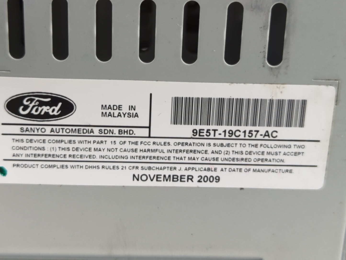 2010 Ford Fusion Radio AM FM Cd Player Receiver Replacement P/N:BE5T-19C157-AA 9E5T-19C107-AC Fits OEM Used Auto Parts - Oem