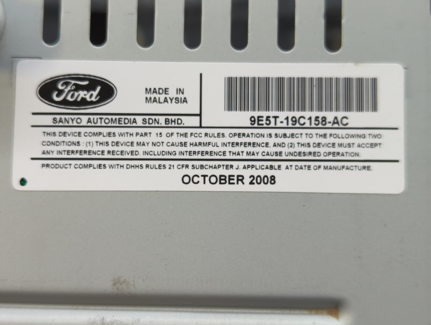 2010 Ford Fusion Radio AM FM Cd Player Receiver Replacement P/N:9E5T-19C158-AC Fits OEM Used Auto Parts - Oemusedautoparts1.