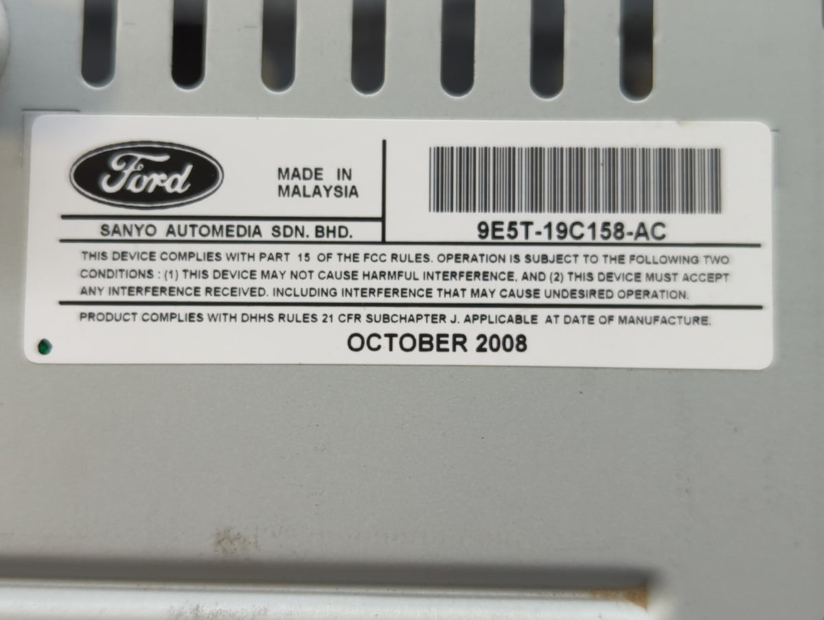 2010 Ford Fusion Radio AM FM Cd Player Receiver Replacement P/N:9E5T-19C158-AC OEM Used Auto Parts - Oemusedautoparts1.com