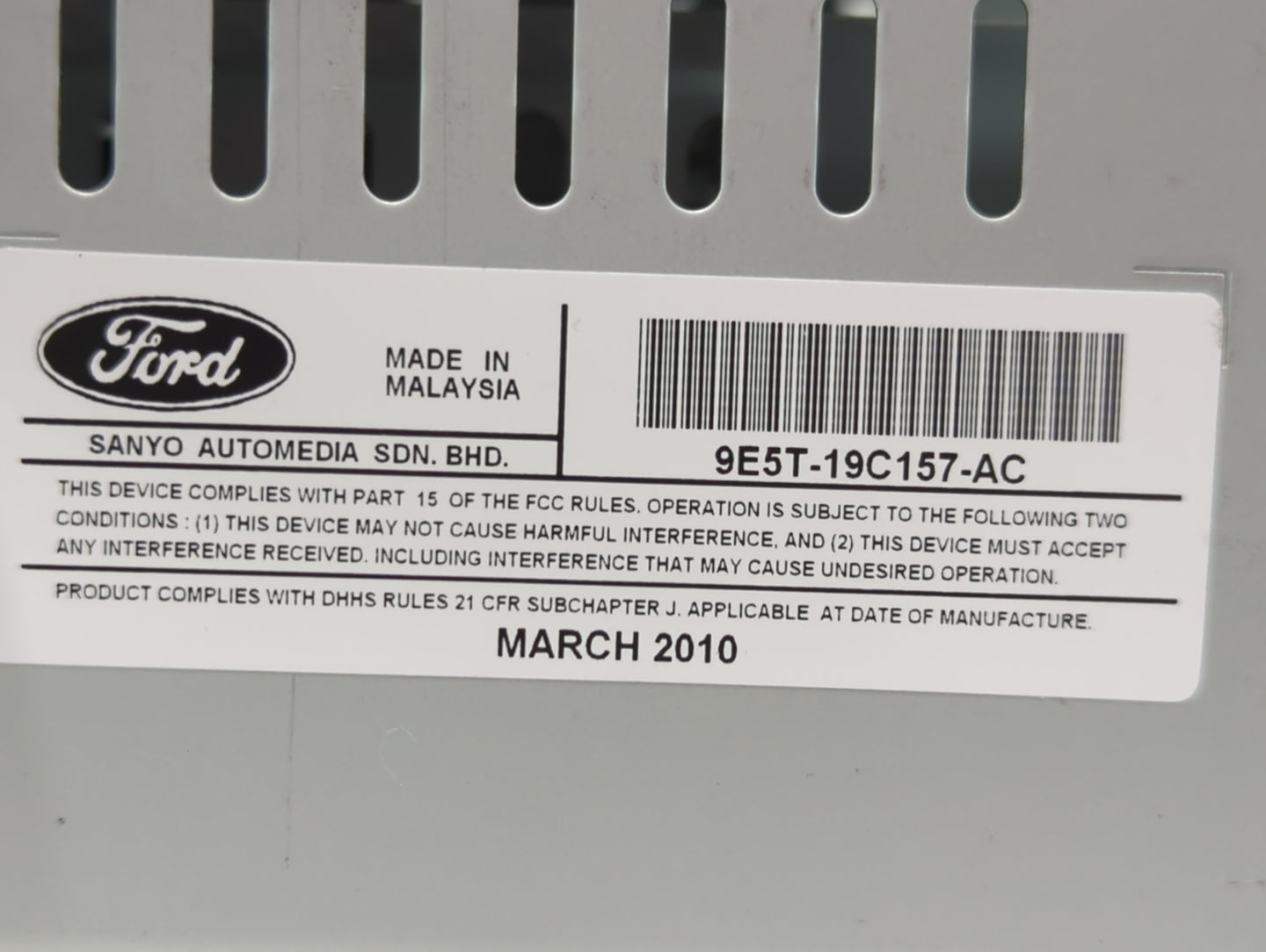 2010 Ford Fusion Radio AM FM Cd Player Receiver Replacement P/N:9E5T-19C157-AC Fits OEM Used Auto Parts - Oemusedautoparts1.