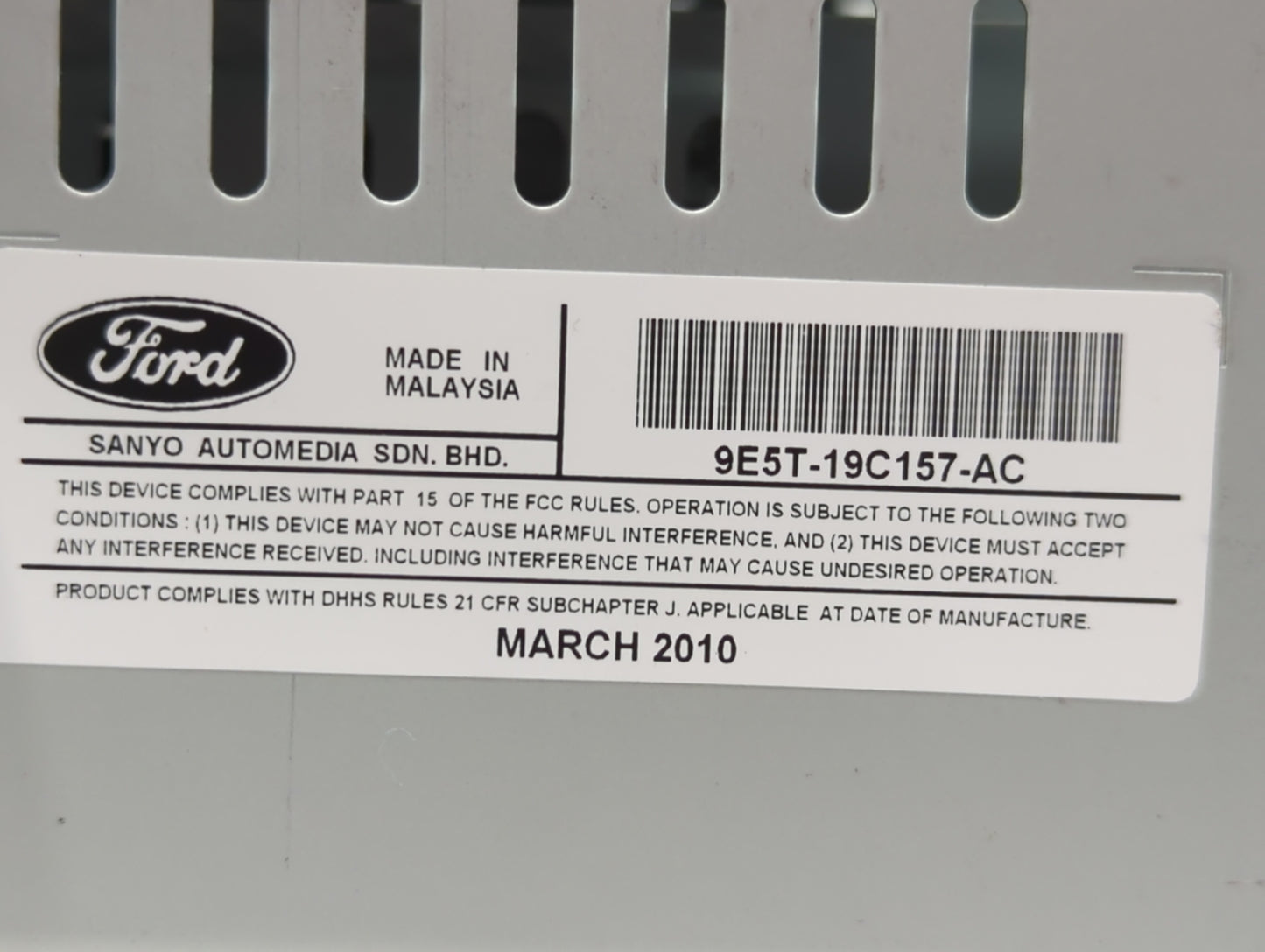 2010 Ford Fusion Radio AM FM Cd Player Receiver Replacement P/N:9E5T-19C157-AC Fits OEM Used Auto Parts - Oemusedautoparts1.