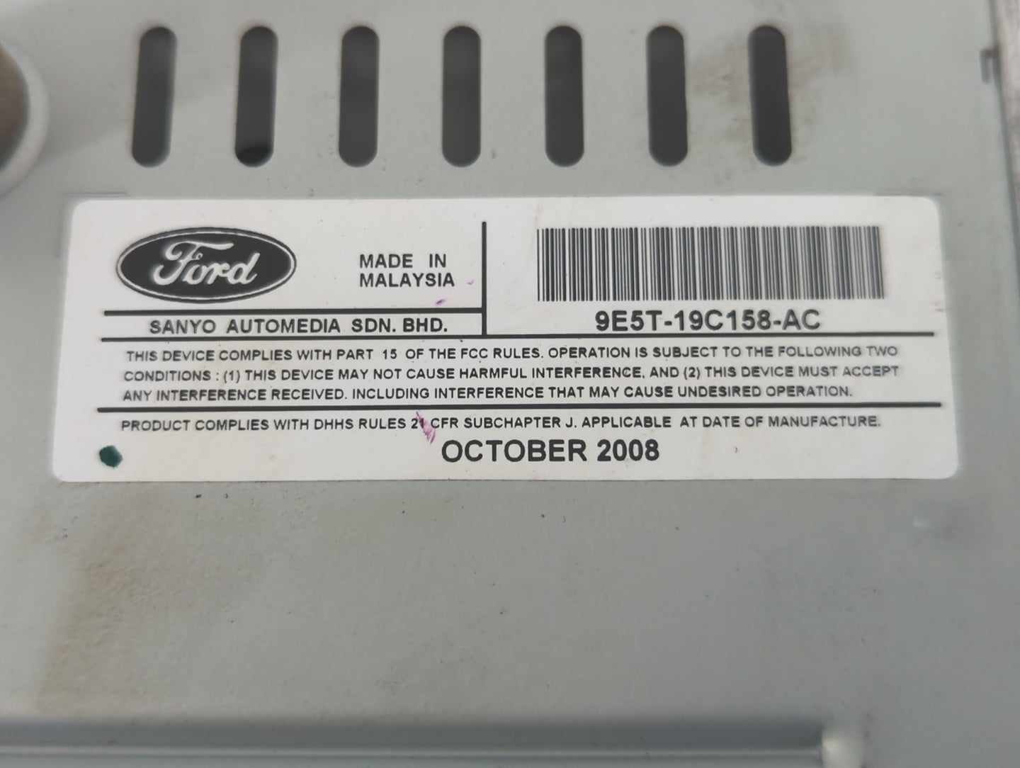2010 Ford Fusion Radio AM FM Cd Player Receiver Replacement P/N:9E5T-19C158-AC Fits OEM Used Auto Parts - Oemusedautoparts1.