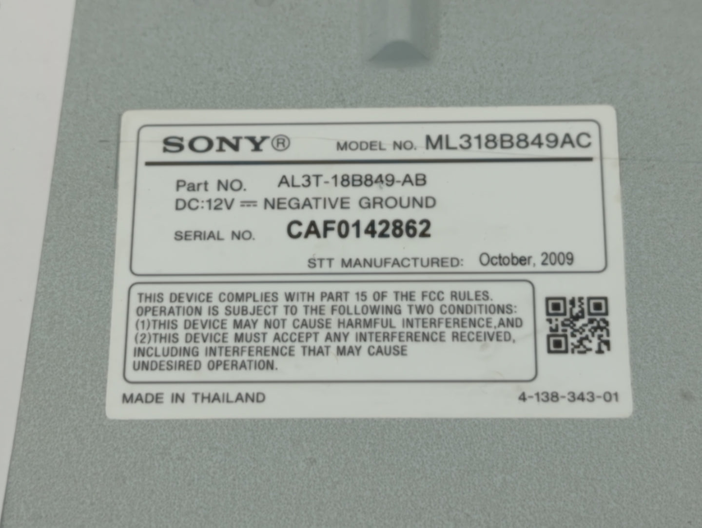 2010 Ford Taurus Radio AM FM Cd Player Receiver Replacement P/N:AL3T-18B849-AB Fits OEM Used Auto Parts - Oemusedautoparts1.