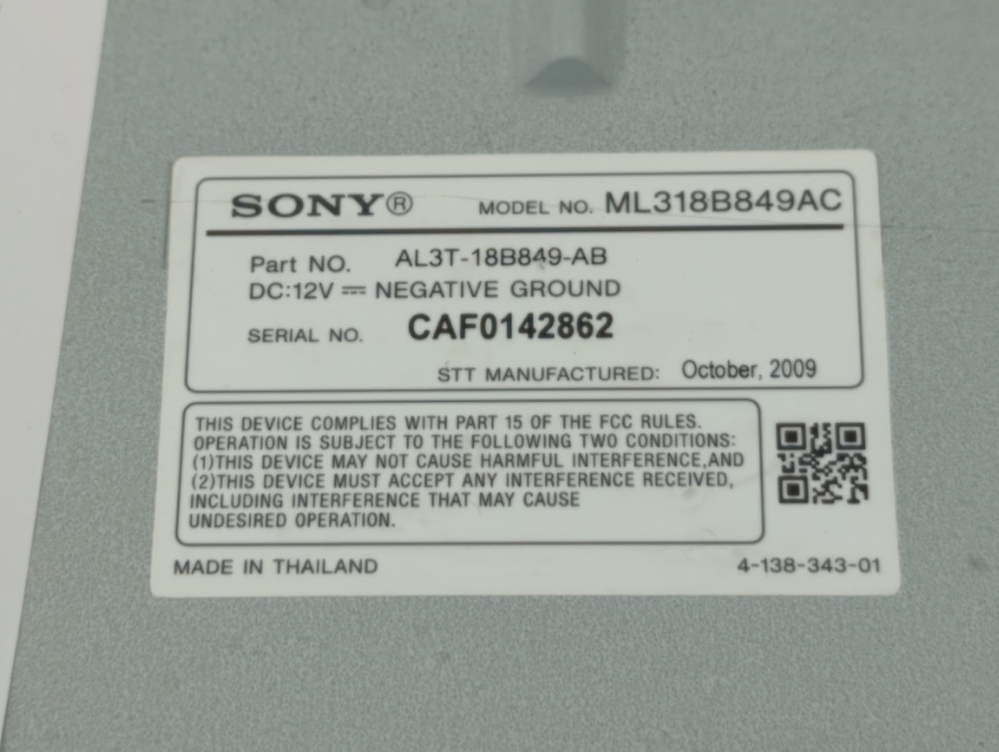 2010 Ford Taurus Radio AM FM Cd Player Receiver Replacement P/N:AL3T-18B849-AB Fits OEM Used Auto Parts - Oemusedautoparts1.