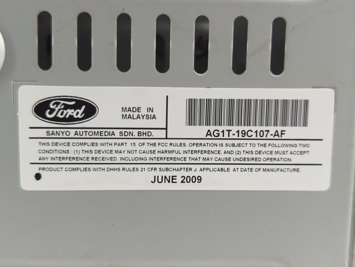 2010 Ford Taurus Radio AM FM Cd Player Receiver Replacement P/N:AG1T-19C107-AF Fits OEM Used Auto Parts - Oemusedautoparts1.