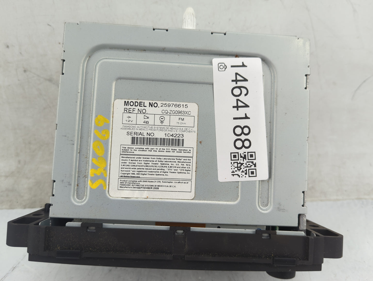 2010-2012 Gmc Acadia Radio AM FM Cd Player Receiver Replacement P/N:25976615 CQ-ZG0963XC Fits Fits 2010 2011 2012 OEM Used A