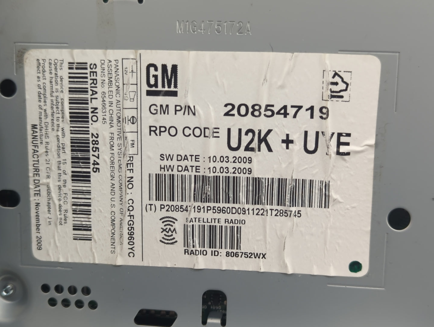 2010 Gmc Terrain Radio AM FM Cd Player Receiver Replacement P/N:20854719 90025-296, 20878037 Fits Fits 2011 OEM Used Auto Pa