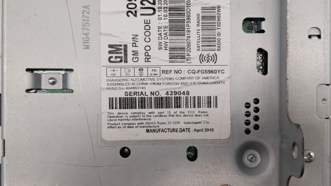 2010 Gmc Terrain Radio AM FM Cd Player Receiver Replacement P/N:20830921 20854719, 20907419, 20907420 Fits Fits 2011 OEM Use