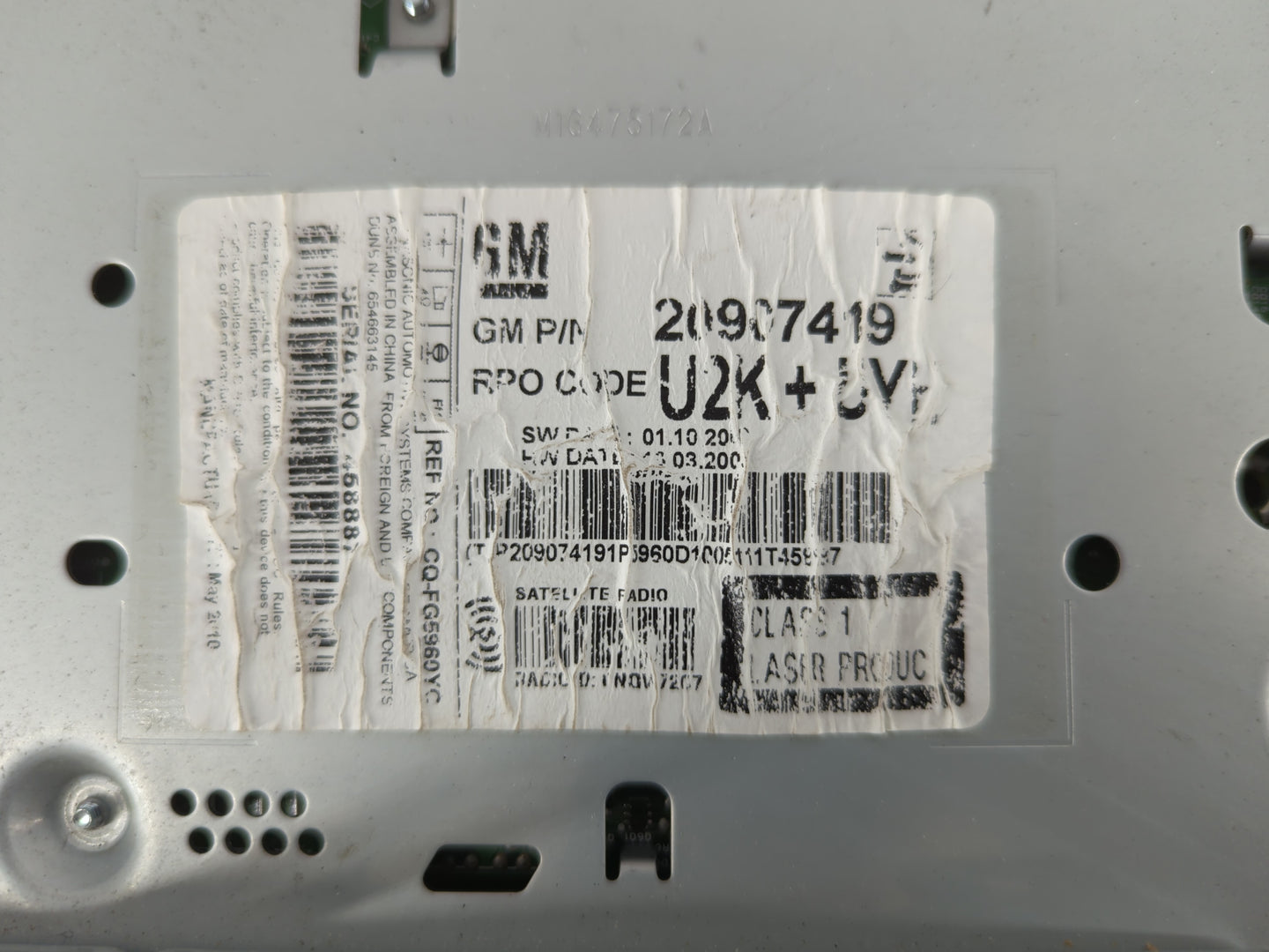 2010 Gmc Terrain Radio AM FM Cd Player Receiver Replacement P/N:20907419 Fits Fits 2011 OEM Used Auto Parts - Oemusedautopar