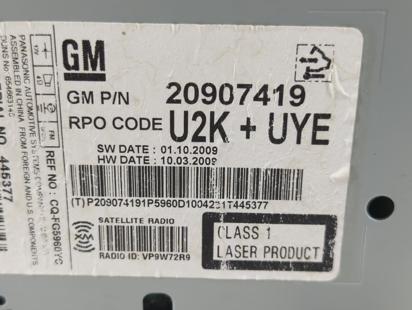 2010-2010 Gmc Terrain Am Fm Cd Player Radio Receiver - Oemusedautoparts1.com