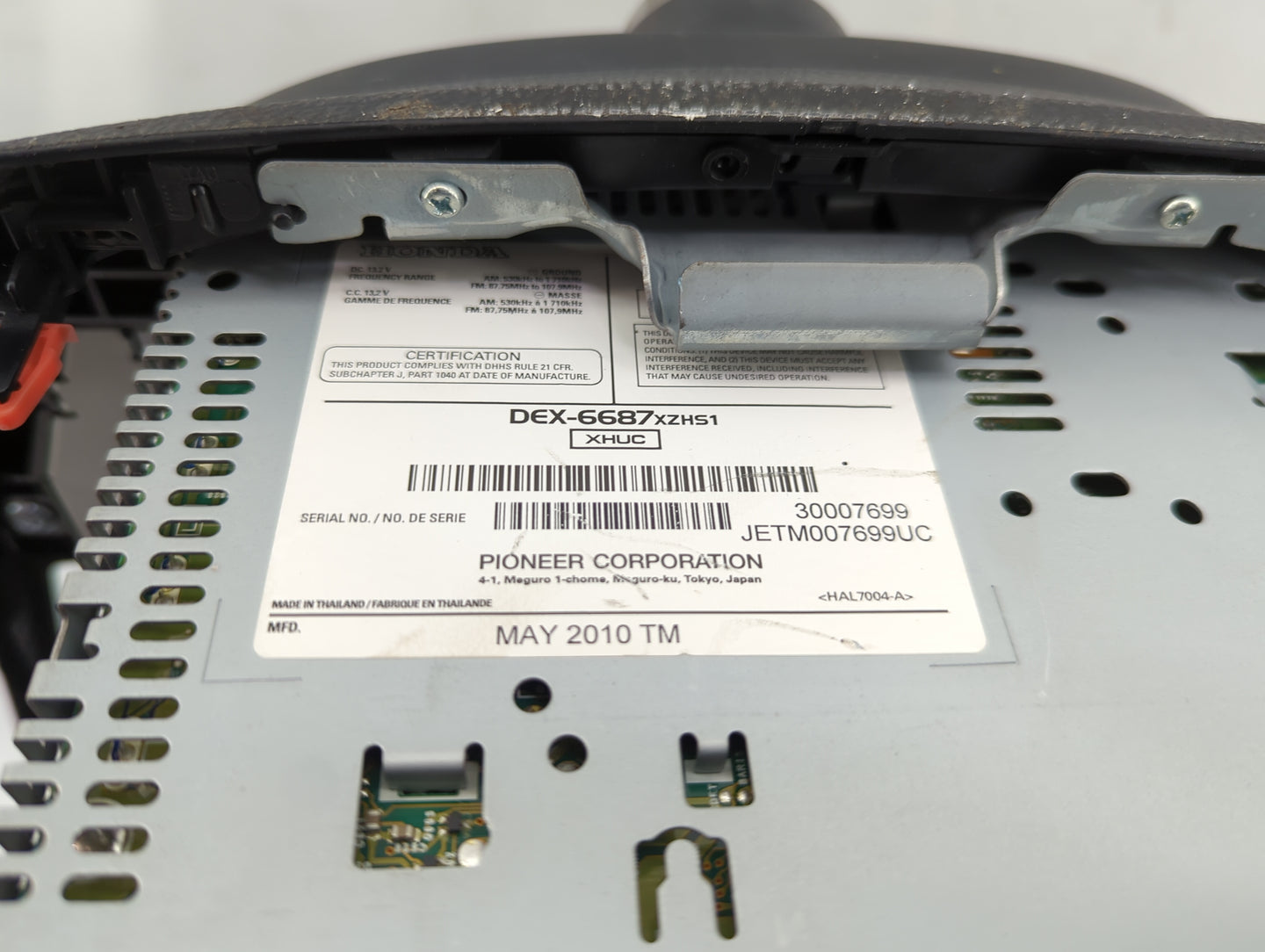 2010 Honda Accord Radio AM FM Cd Player Receiver Replacement P/N:DEX-6687 Fits OEM Used Auto Parts - Oemusedautoparts1.com