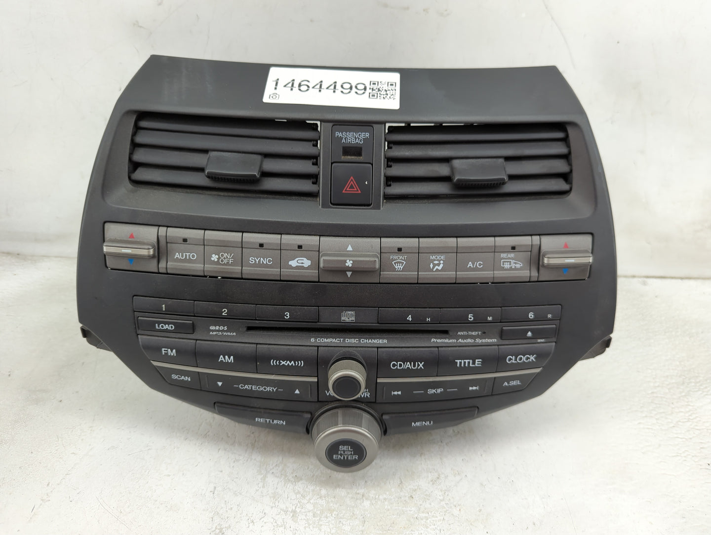 2010-2012 Honda Accord Radio AM FM Cd Player Receiver Replacement P/N:77260TA6A300 Fits Fits 2010 2011 2012 OEM Used Auto Pa