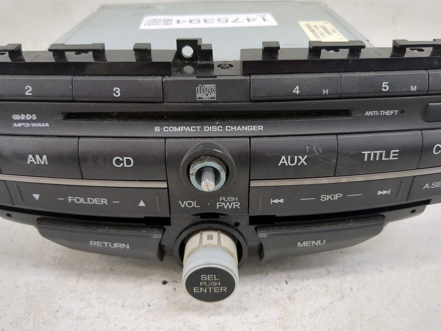 2008 Honda Accord Radio AM FM Cd Player Receiver Replacement P/N:39101-TE0-A311-M1 DEH-G3147ZHS1 Fits OEM Used Auto Parts - 