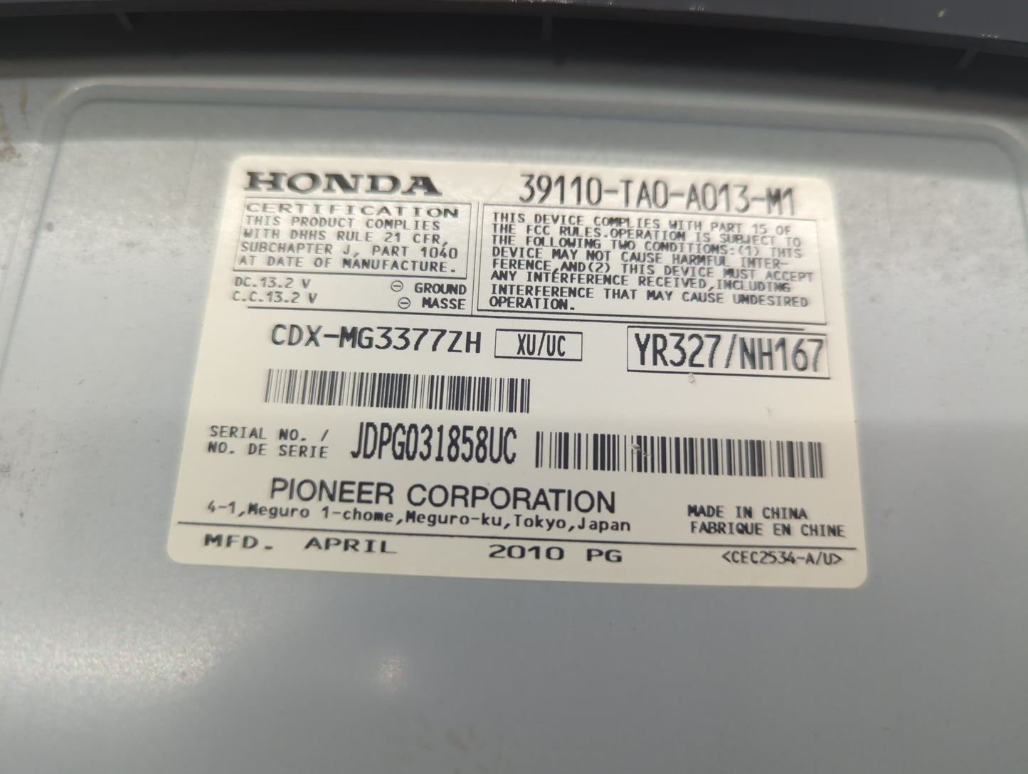 2008-2010 Honda Accord Radio AM FM Cd Player Receiver Replacement P/N:39110-TA0-A012-M1 39110-TA0-A013-M1 Fits Fits 2008 200