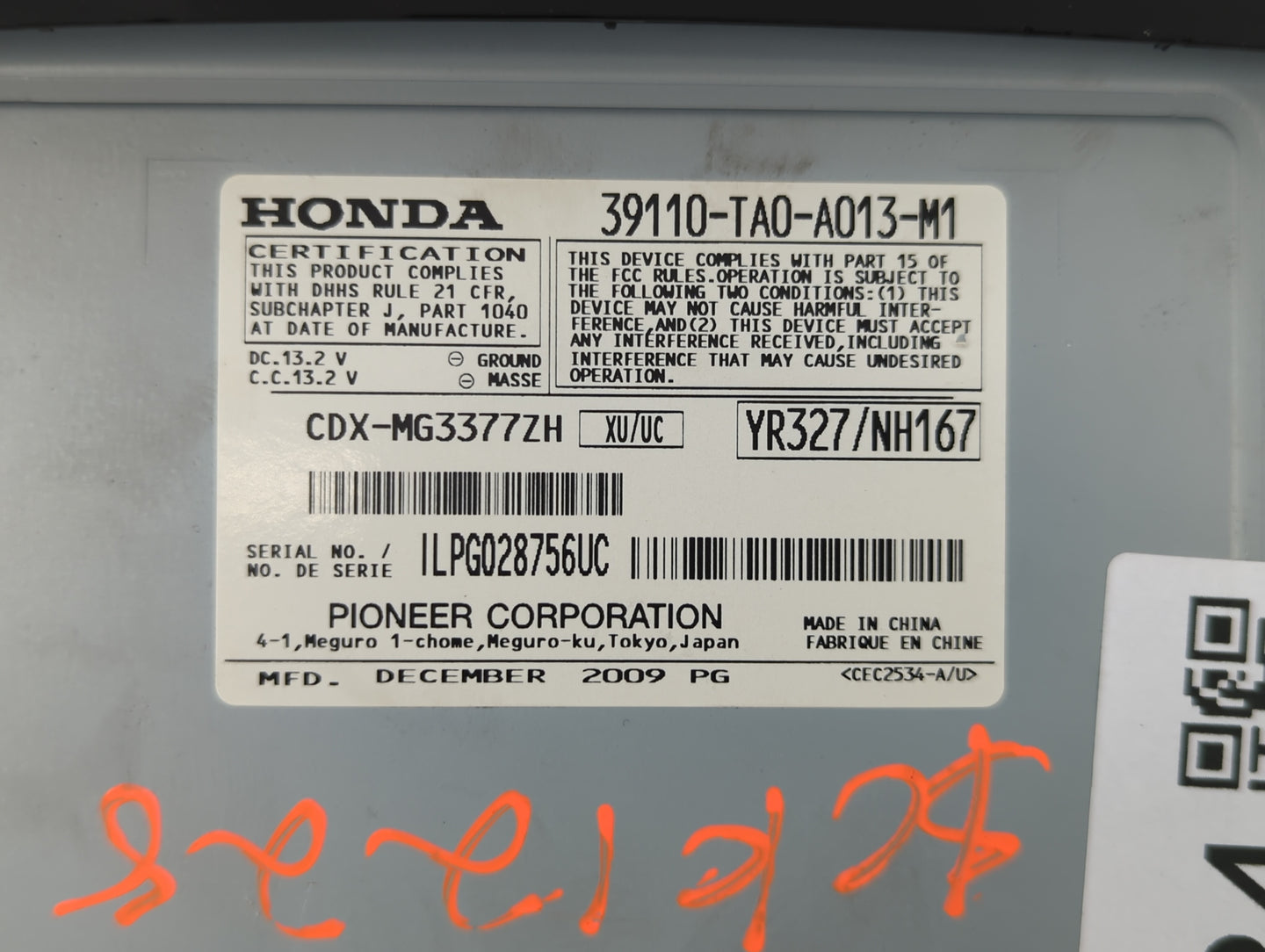 2010-2010 Honda Accord Am Fm Cd Player Radio Receiver - Oemusedautoparts1.com