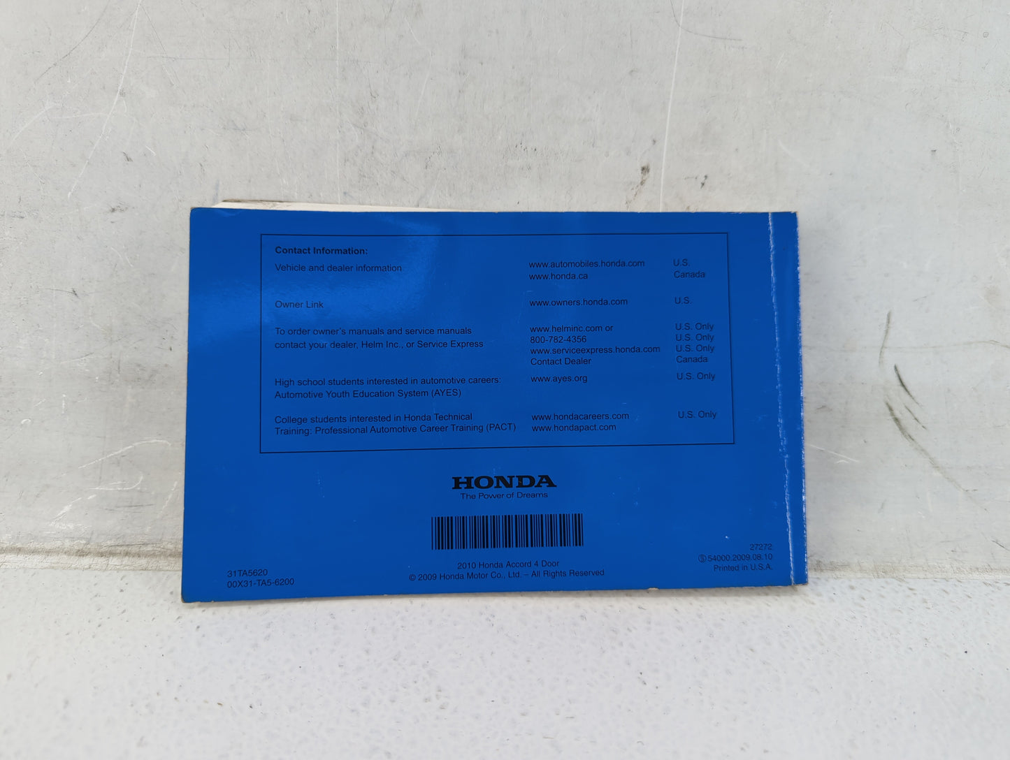 2010 Honda Accord Owners Manual Book Guide OEM Used Auto Parts - Oemusedautoparts1.com