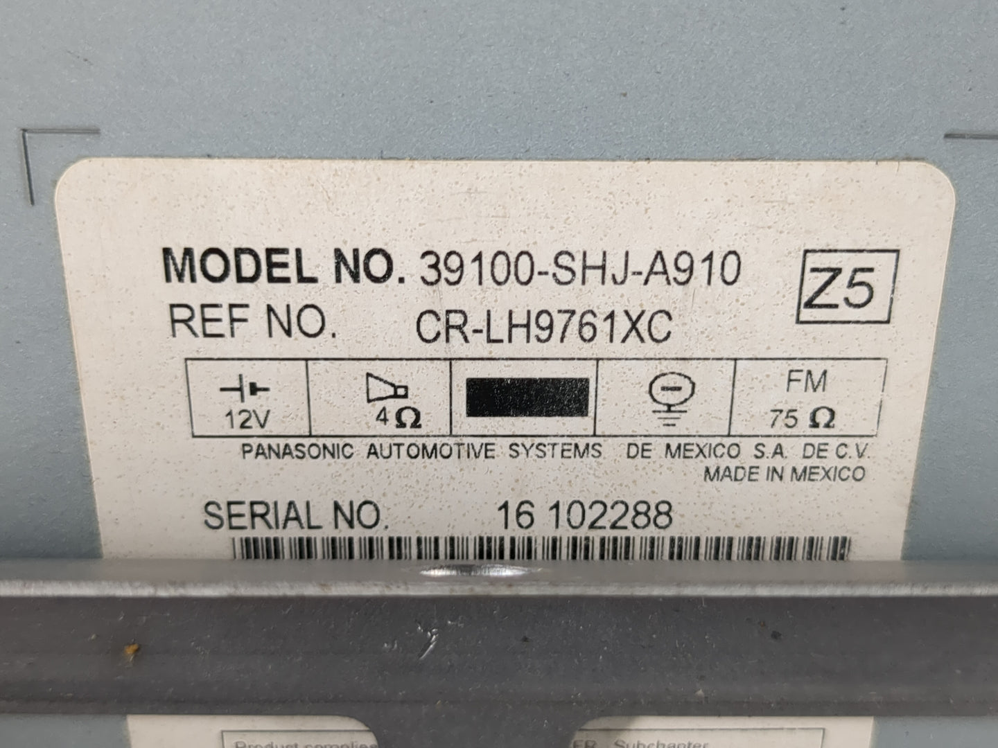2005-2010 Honda Odyssey Radio AM FM Cd Player Receiver Replacement P/N:39100-SHJ-A910 Fits Fits 2005 2006 2007 2008 2009 201