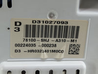 2009-2010 Honda Odyssey Instrument Cluster Speedometer Gauges P/N:78100-SHJ-A310-M1 Fits Fits 2009 2010 OEM Used Auto Parts 