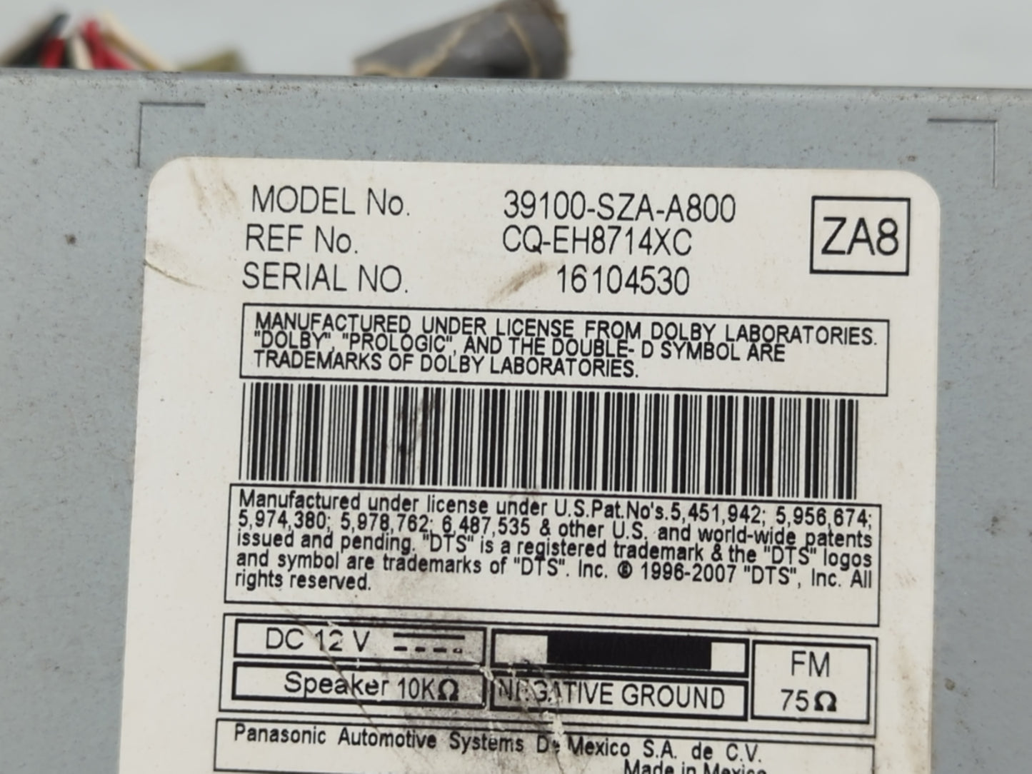 2009-2010 Honda Pilot Radio AM FM Cd Player Receiver Replacement P/N:39100-SZA-A800 Fits Fits 2009 2010 OEM Used Auto Parts 