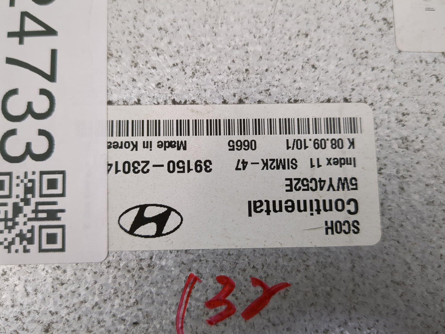 2010 Hyundai Elantra PCM Engine Control Computer ECU ECM PCU OEM P/N:39150-23014 5WY4C52E, SIM2K-47 Fits OEM Used Auto Parts