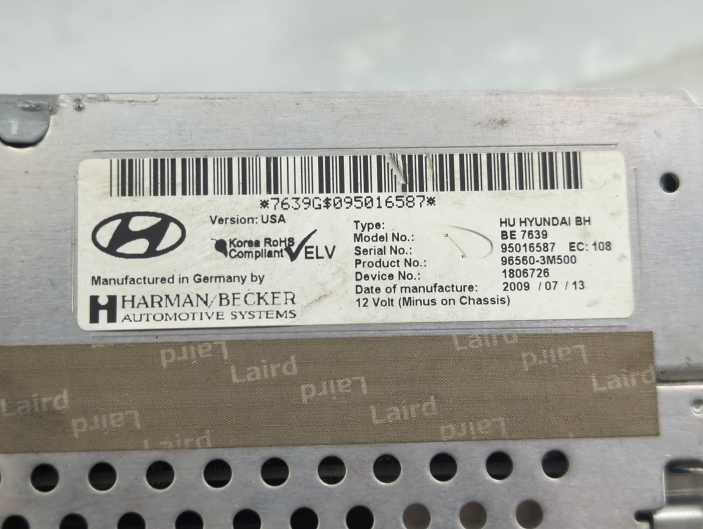 2010 Hyundai Genesis Radio AM FM Cd Player Receiver Replacement P/N:BE7639 96560-3M500, 1806726 Fits OEM Used Auto Parts - O