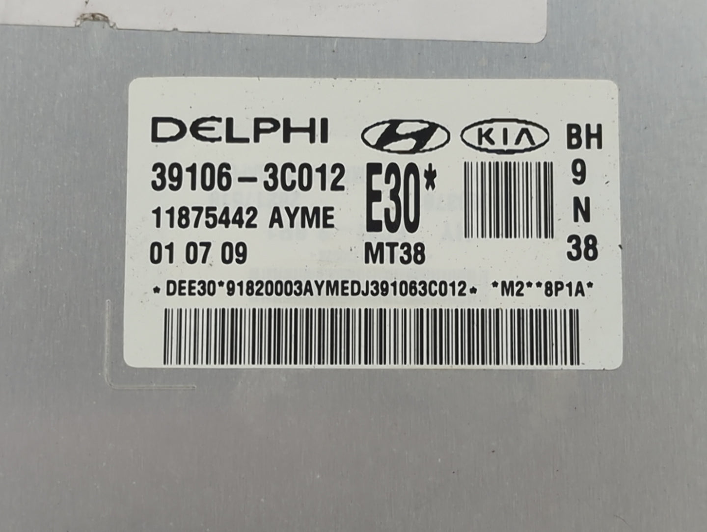 2009-2011 Hyundai Genesis PCM Engine Control Computer ECU ECM PCU OEM P/N:39106-3C012 11875442 Fits Fits 2009 2010 2011 OEM 