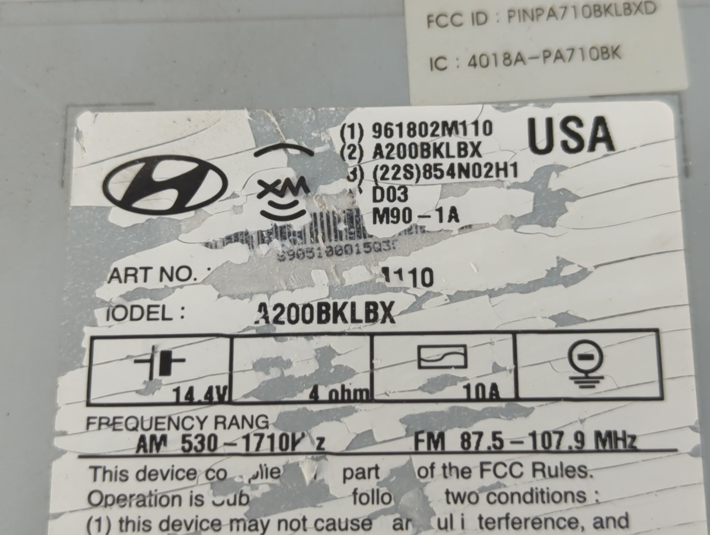 2009-2010 Hyundai Genesis Radio AM FM Cd Player Receiver Replacement P/N:861802M110 Fits Fits 2009 2010 OEM Used Auto Parts 