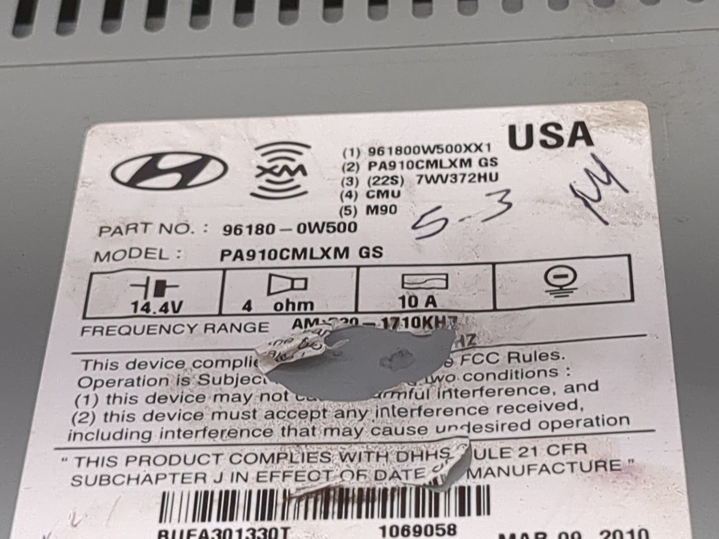 2010-2012 Hyundai Santa Fe Radio AM FM Cd Player Receiver Replacement P/N:961800W500XX1 PA910CMLXM GS Fits Fits 2010 2011 20