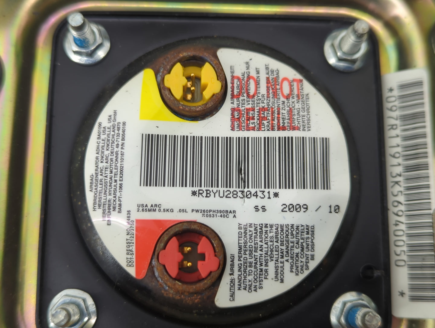 2009-2010 Hyundai Sonata Air Bag Driver Left Steering Wheel Mounted - Oemusedautoparts1.com