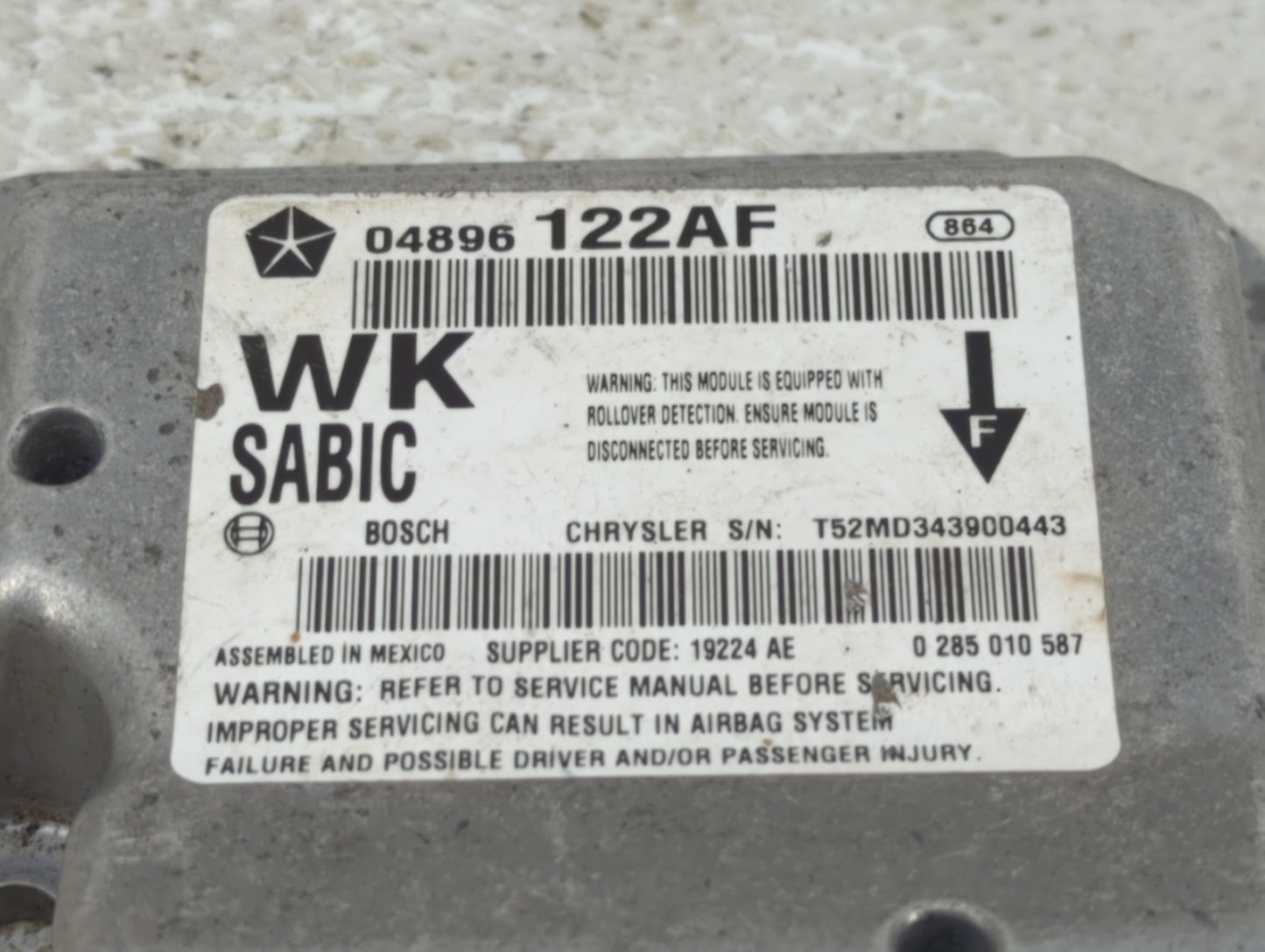 2010 Jeep Grand Cherokee PCM Engine Control Computer ECU ECM PCU OEM P/N:04896122AF Fits OEM Used Auto Parts - Oemusedautopa