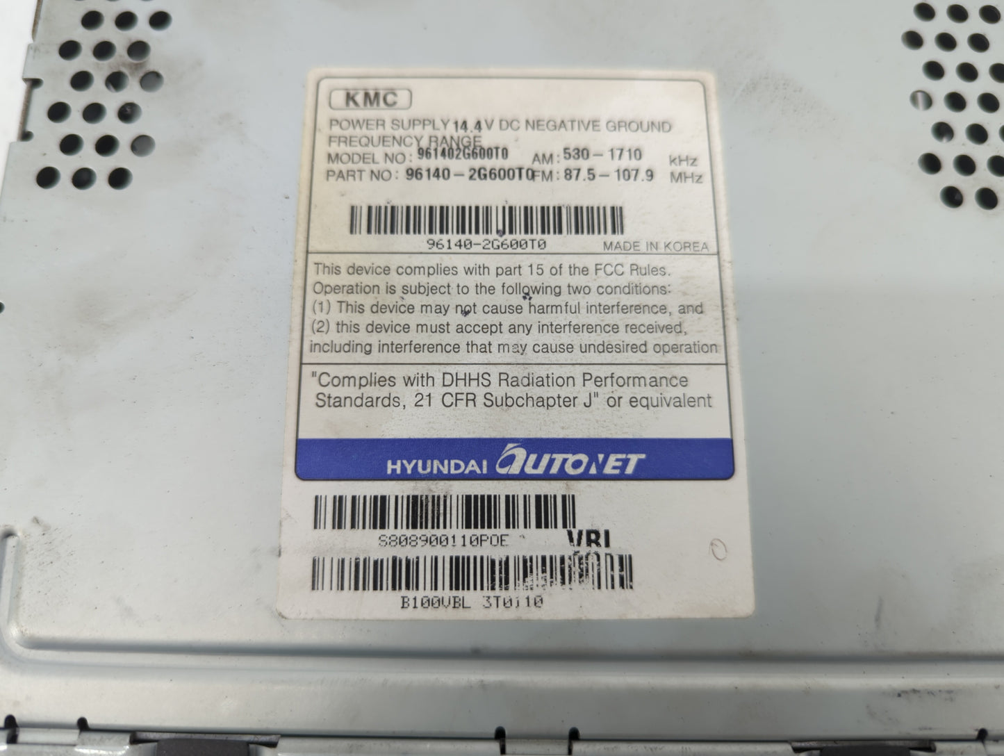 2010 Kia Optima Radio AM FM Cd Player Receiver Replacement P/N:96140-2G600T0 Fits OEM Used Auto Parts - Oemusedautoparts1.co