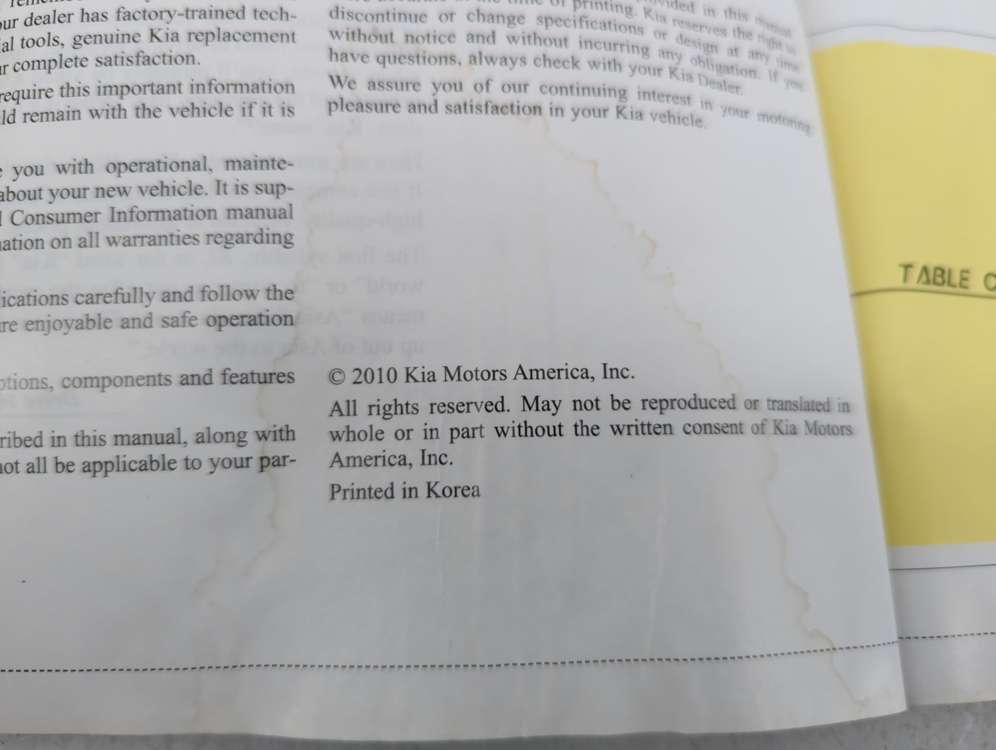 2010 Kia Sedona Owners Manual Book Guide OEM Used Auto Parts - Oemusedautoparts1.com