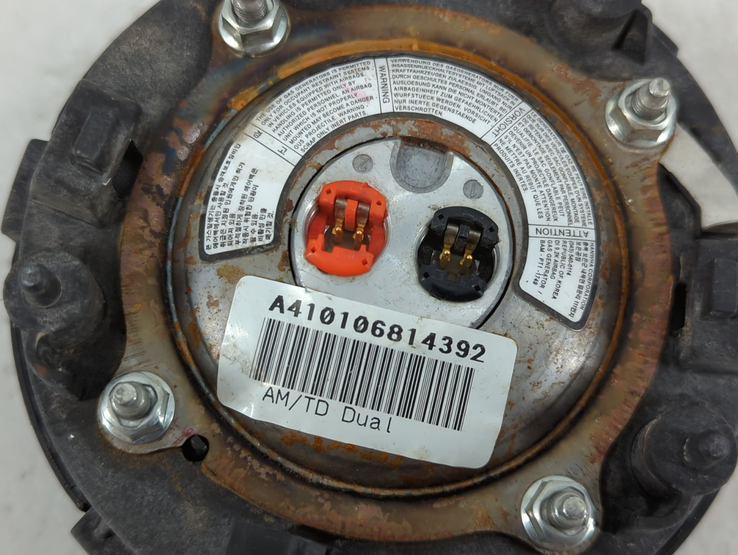2010-2011 Kia Soul Air Bag Driver Left Steering Wheel Mounted P/N:A410106814392 Fits Fits 2010 2011 OEM Used Auto Parts - Oe