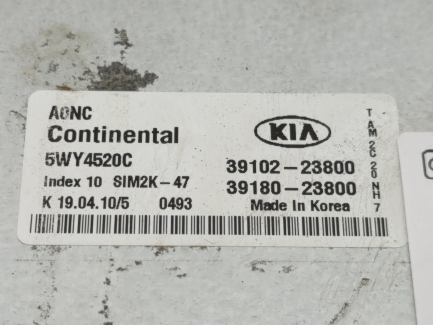 2010 Kia Soul PCM Engine Control Computer ECU ECM PCU OEM P/N:39102-23800 39180-23800 Fits OEM Used Auto Parts - Oemusedauto
