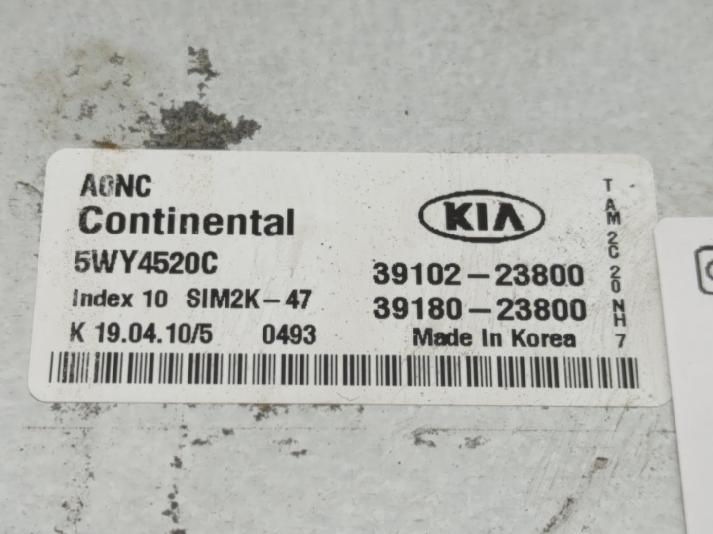 2010 Kia Soul PCM Engine Control Computer ECU ECM PCU OEM P/N:39102-23800 39180-23800 Fits OEM Used Auto Parts - Oemusedauto
