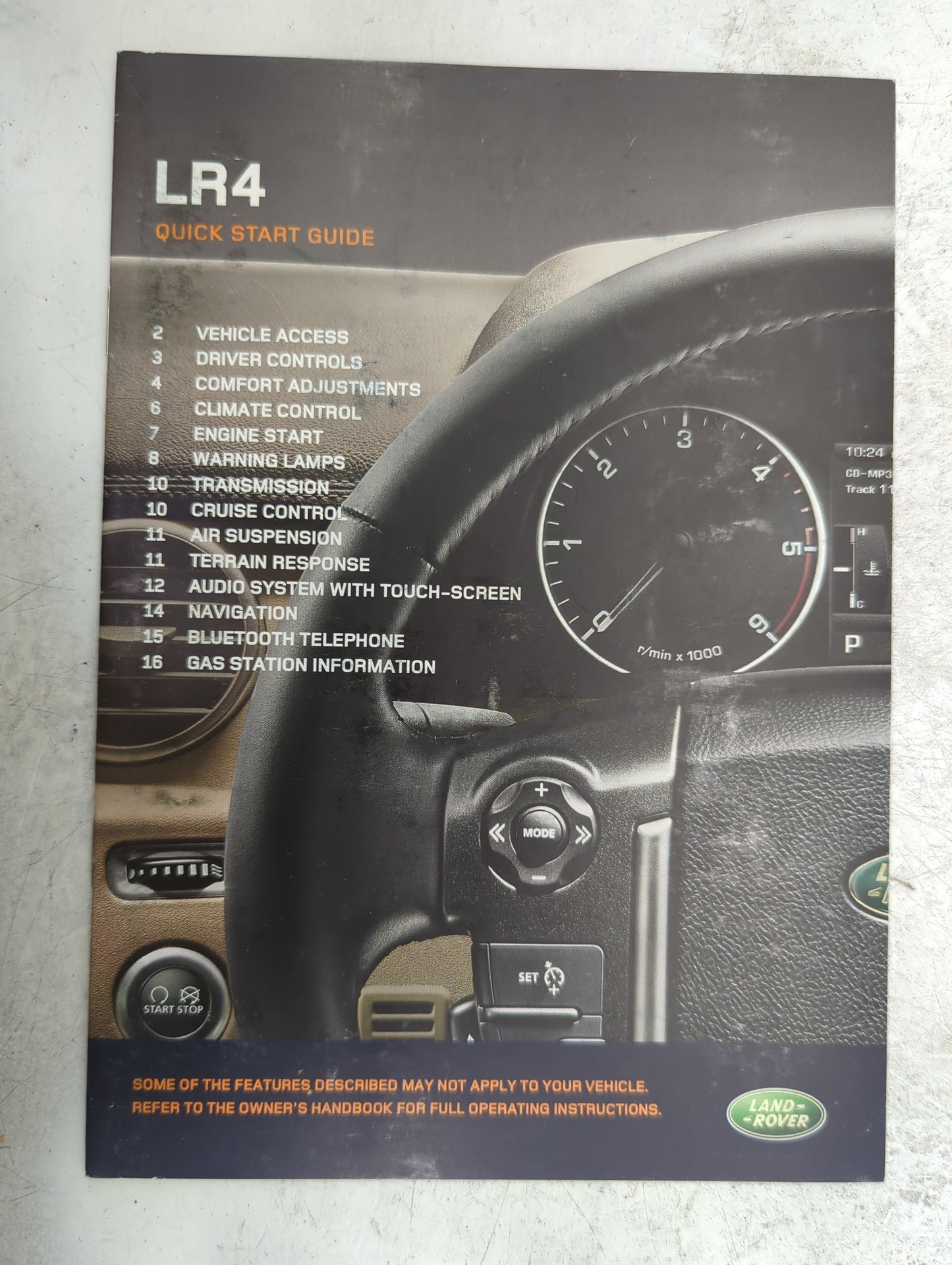 2010 Land Rover Lr4 Owners Manual Book Guide P/N:LRL 18 02 53 102 OEM Used Auto Parts - Oemusedautoparts1.com