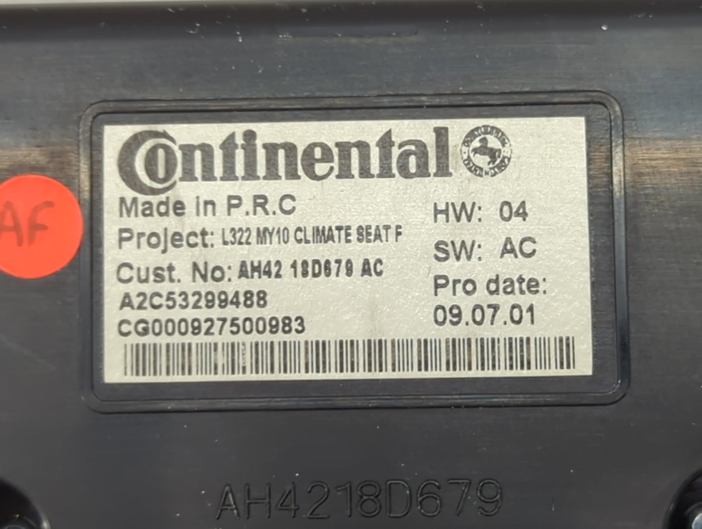 2010-2011 Land Rover Range Rover Climate Control Module Temperature AC/Heater Replacement P/N:AH42-18D679-AC AH42-18D619-AF 