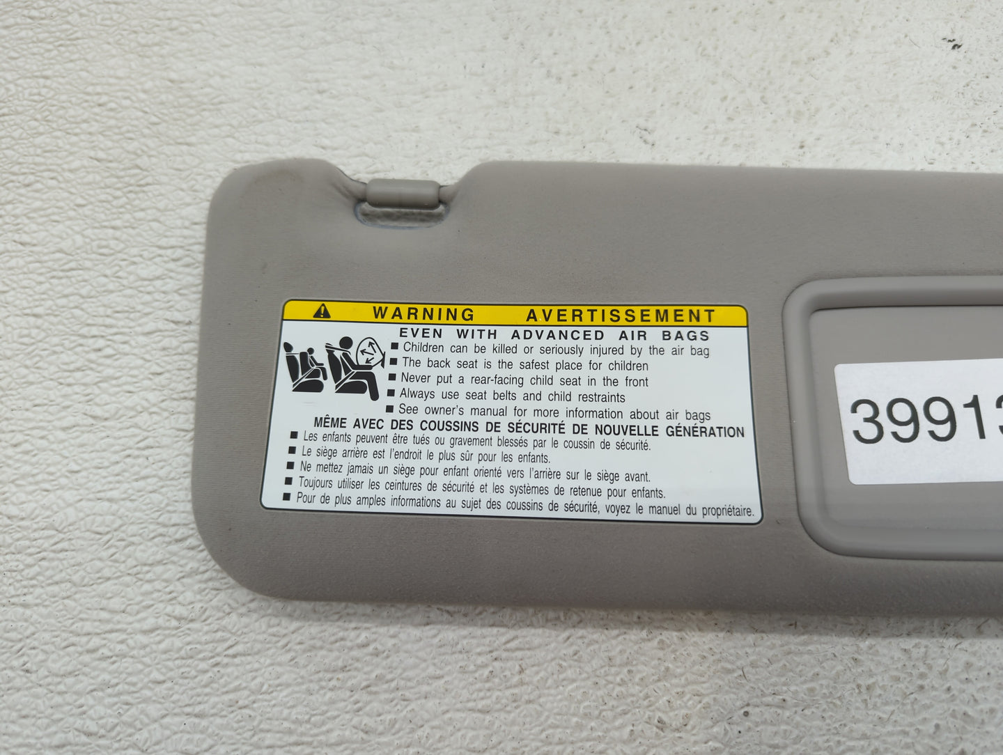 2010-2011 Lexus Es350 Sun Visor Shade Replacement Passenger Right Mirror Fits Fits 2010 2011 OEM Used Auto Parts - Oemusedau